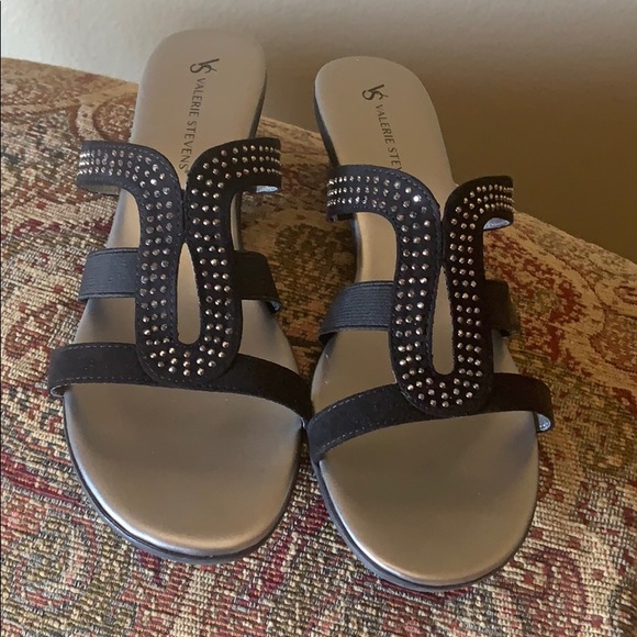 Valerie Stevens Shoes - Kitten heel shoes with tiny rhinestones